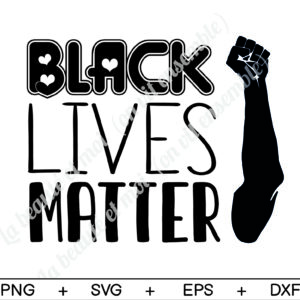 Black Lives Matter pattern, slogan with raised arm, files to print, cut or reuse