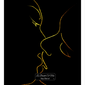 Poster to print The Kiss, minimalist drawing of a couple kissing each other