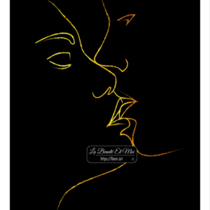 Printable poster Kissing, a man and a woman kissing, minimalist drawing