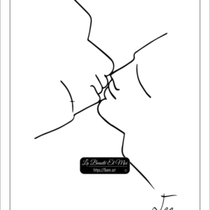 Poster Jean Cocteau - The kiss - drawing to print